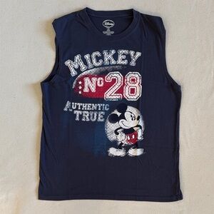 Disney Mickey Mouse Authentic True No 28 Navy Sleeveless Tee Adult Size L(42/44)